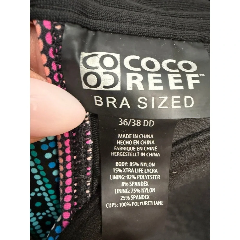 Coco Reef Bikini Top 36/38 DD Underwire Twist Front Multicolor Swim‎ Top
